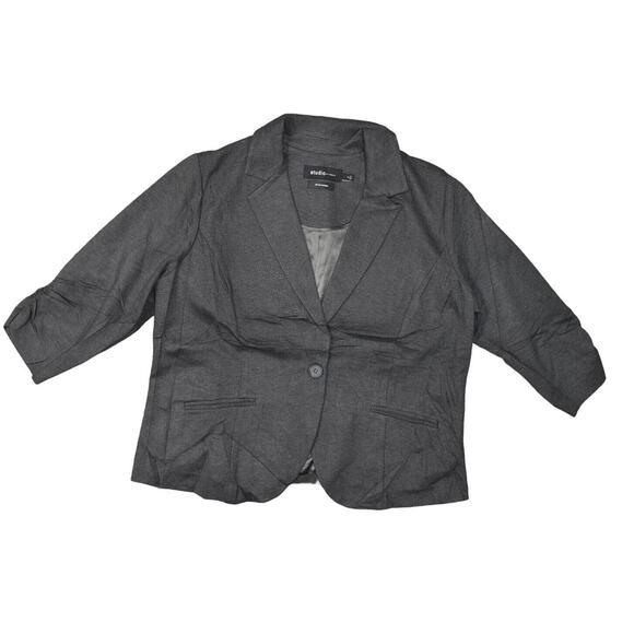 Studio by Torrid Gray Button Blazer Plus Size 2 Rayon Button 3/4 Sleeve Solid - Picture 1 of 7